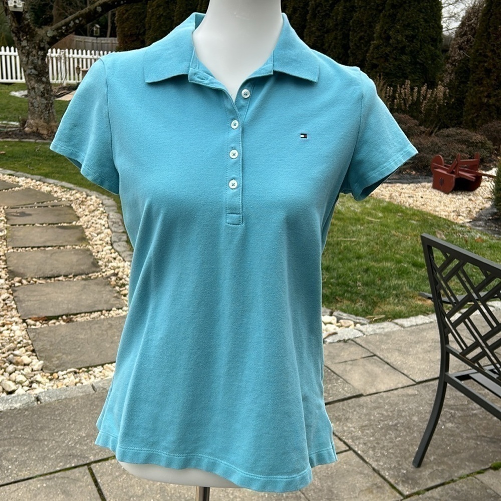 Tommy Hilfiger light blue polo top - Picture 3 of 8